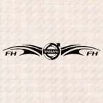 Closeup of Volvo Truck Windshield Sticker, FH with Classic Logo and Graphics