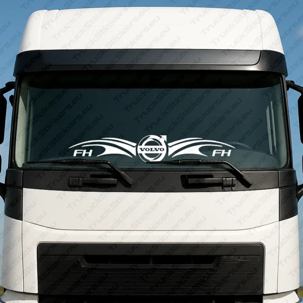 White Volvo Truck Windshield Sticker, FH with Classic Logo and Graphics