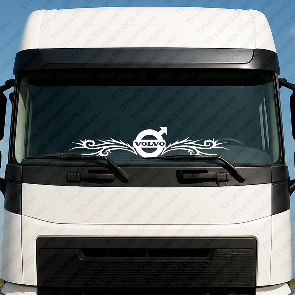 windshield-sticker-for-trucks-90434-1-white White Volvo Truck Windshield Sticker, Bold Classic Logo with Dynamic Wave Graphics