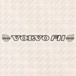 Closeup of Volvo Truck Windshield Sticker, FH Outline with Text and Classic Logos