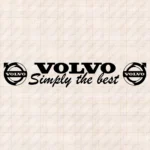 Closeup of Volvo Truck Windshield Sticker, Simply the Best with Text and Classic Logos