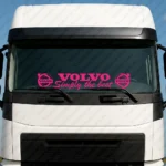 Fuchsia Volvo Truck Windshield Sticker, Simply the Best with Text and Classic Logos