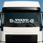 White Volvo Truck Windshield Sticker, Simply the Best with Text and Classic Logos