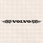 Closeup of Volvo Truck Windshield Sticker, Text Logo with Tribal Graphics
