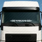White Volvo Truck Windshield Sticker, Text Logo with Tribal Graphics
