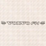 Closeup of Volvo Truck Windshield Sticker, FH with Text and Classic Logos Outline Version