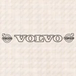 Closeup of Volvo Truck Windshield Sticker, Text and Classic Logos Outline