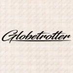 Closeup of Volvo Truck Windshield Sticker, Globetrotter Handwritten Style