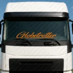 Orange Volvo Truck Windshield Sticker, Globetrotter Handwritten Style