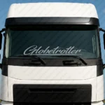 Silver Volvo Truck Windshield Sticker, Globetrotter Handwritten Style