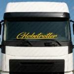 Yellow Volvo Truck Windshield Sticker, Globetrotter Handwritten Style