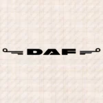 Closeup of Daf Truck Windshield Sticker, Text Logo Bold with Lines