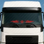 Red Daf Truck Windshield Sticker, Classic Logo with Tribal Graphics