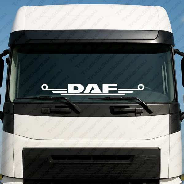 White Daf Truck Windshield Sticker, Modern Wide Version of Logo