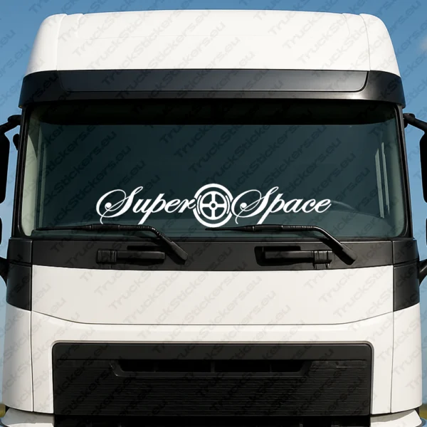 White Daf Truck Windshield Sticker, Super Space with Symbol