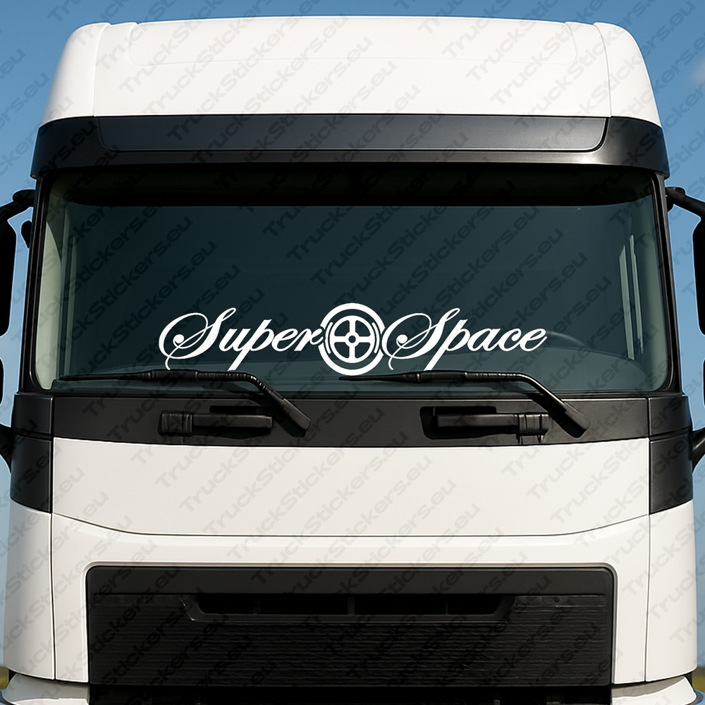 windshield-sticker-for-trucks-90626-1-white White Daf Truck Windshield Sticker, Super Space with Symbol
