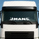 White Man Truck Windshield Sticker, Classic Logo with Women Holding a Trident
