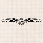 Closeup of Man Truck Windshield Sticker, Power with TGX Logos and Lion