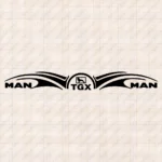 Closeup of Man Truck Windshield Sticker, Classic Logos with TGX and Lion in a Frame