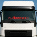 Red Mercedes Truck Windshield Sticker, Atego with Classic Logos