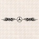Closeup of Mercedes Truck Windshield Sticker, Classic Logo with Dynamic Wave Graphics Version 1