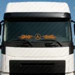 Orange Mercedes Truck Windshield Sticker, Classic Logo with Dynamic Wave Graphics Version 1