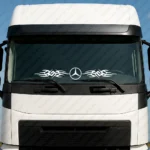 White Mercedes Truck Windshield Sticker, Classic Logo with Dynamic Wave Graphics Version 1