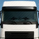 Black Mercedes Truck Windshield Sticker, Classic Logo with Dynamic Wave Graphics Version 2