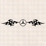 Closeup of Mercedes Truck Windshield Sticker, Classic Logo with Dynamic Wave Graphics Version 2