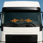 Orange Mercedes Truck Windshield Sticker, Classic Logo with Dynamic Wave Graphics Version 2