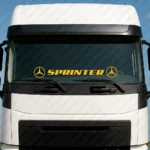 Yellow Mercedes Truck Windshield Sticker, Sprinter with Classic Logos Version 2