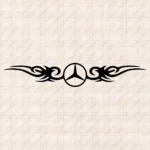 Closeup of Mercedes Truck Windshield Sticker, Classic Logo with Dynamic Wave Graphics Version 3