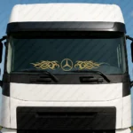 Gold Mercedes Truck Windshield Sticker, Classic Logo with Tribal Graphics
