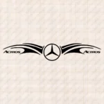 Closeup of Mercedes Truck Windshield Sticker, Actros with Classic Logos and Graphics Version 2