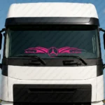 Fuchsia Mercedes Truck Windshield Sticker, Actros with Classic Logos and Graphics Version 2