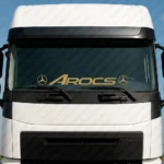 Gold Mercedes Truck Windshield Sticker, Arocs Bold with Classic Logos