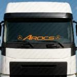 Orange Mercedes Truck Windshield Sticker, Arocs Bold with Classic Logos