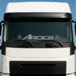 Silver Mercedes Truck Windshield Sticker, Arocs Bold with Classic Logos