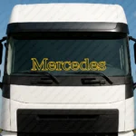 Yellow Mercedes Truck Windshield Sticker, Text Logo Outline