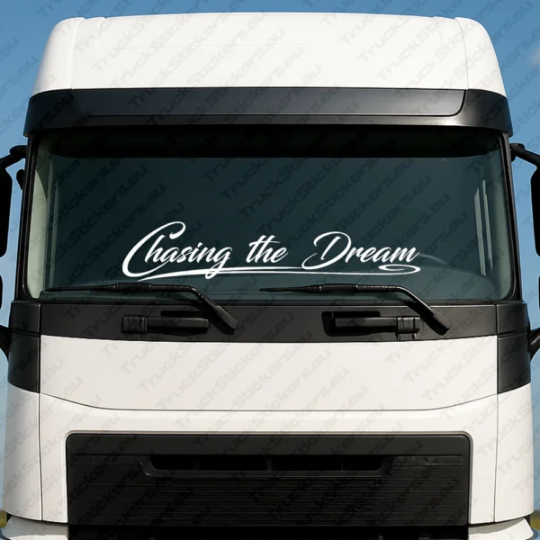 White Chasing the Dream Truck Windshield Sticker