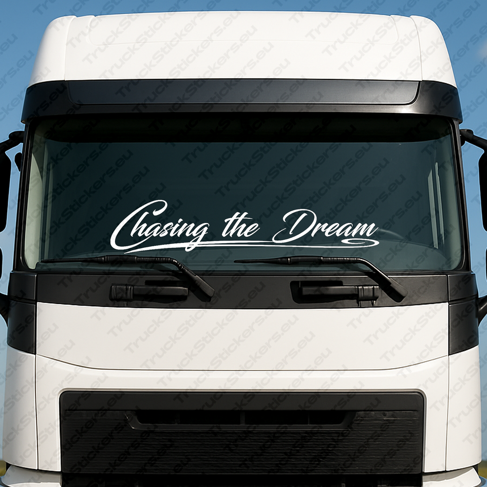 windshield-sticker-for-trucks-90788-1-white White Chasing the Dream Truck Windshield Sticker