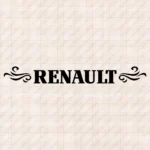 Closeup of Renault Truck Windshield Sticker, Bold Capital Text Logo with Wave Graphics