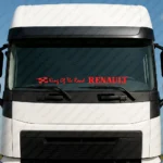 Red Renault Truck Windshield Sticker, King of the Road with CheckeRed Flag