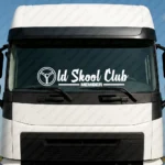 White Old Skool Club Truck Windshield Sticker