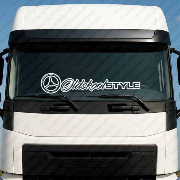 White Oldskool Style Truck Windshield Sticker