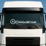 White Oldskool Style Truck Windshield Sticker