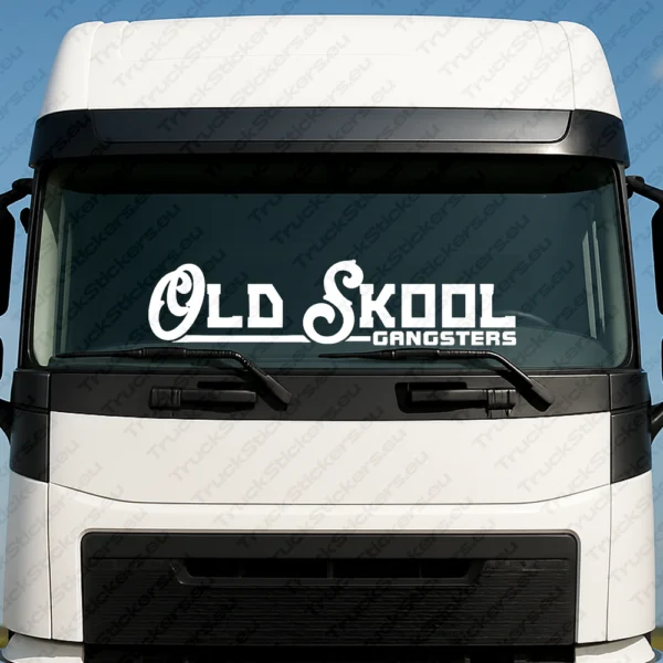 White Old Skool Gangsters Truck Windshield Sticker