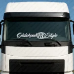 White Old Skool Vabis Style Truck Windshield Sticker