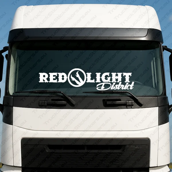 White Red Light District Truck Windshield Sticker